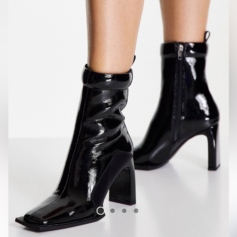 Patent Block Heel Ankle Boot